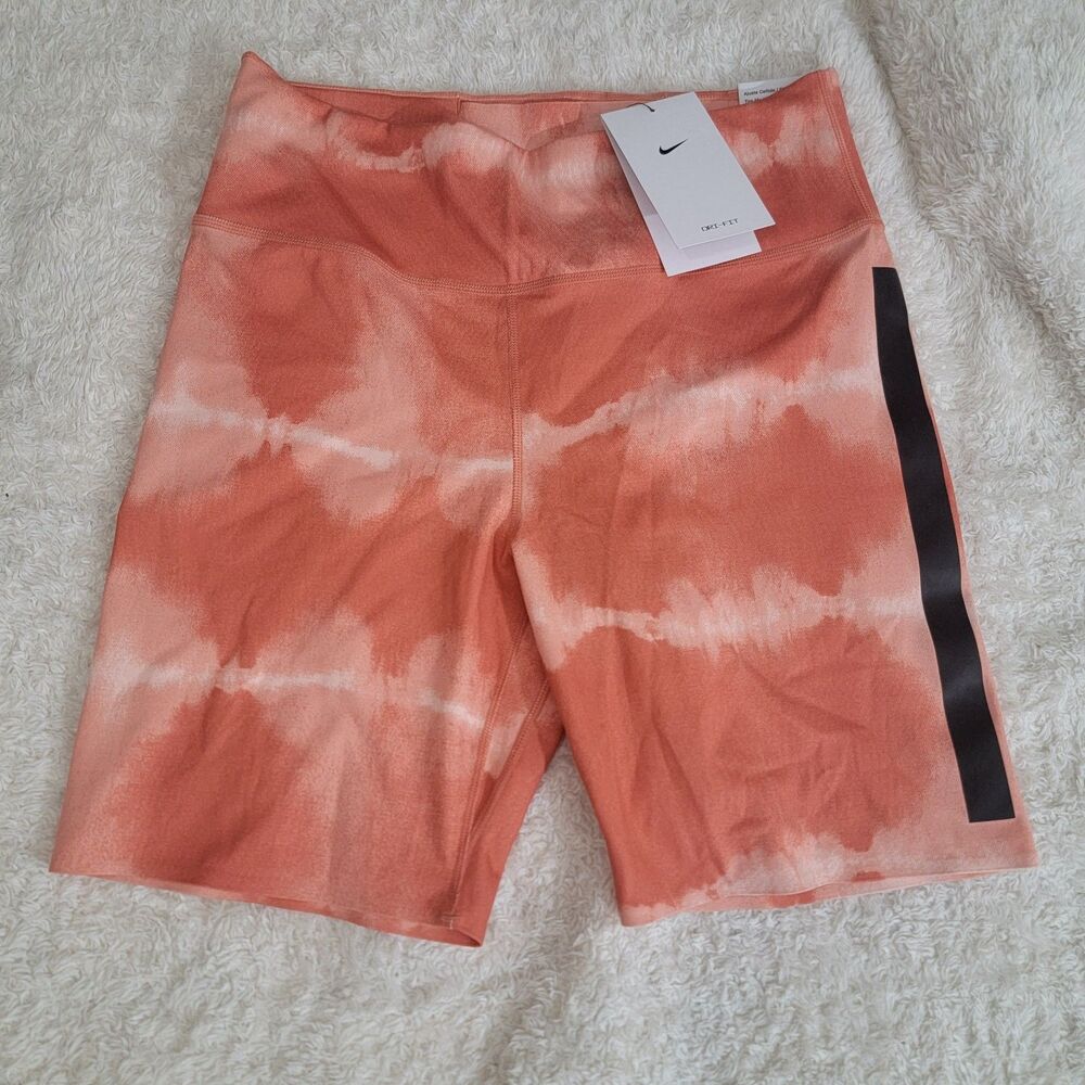 NWT Nike One Luxe‎ Tight Fit Mid Rise Bike Training Shorts 7" Orange  Ombre Sz M